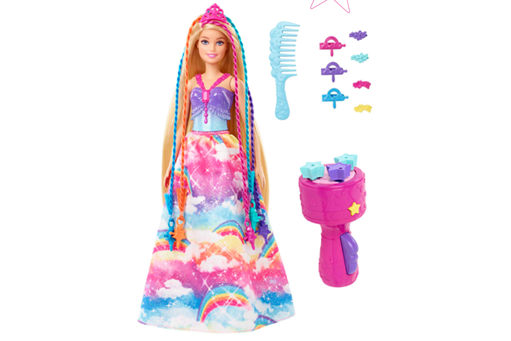 Barbie - poupée barbie princesse tresses magiques avec extensions